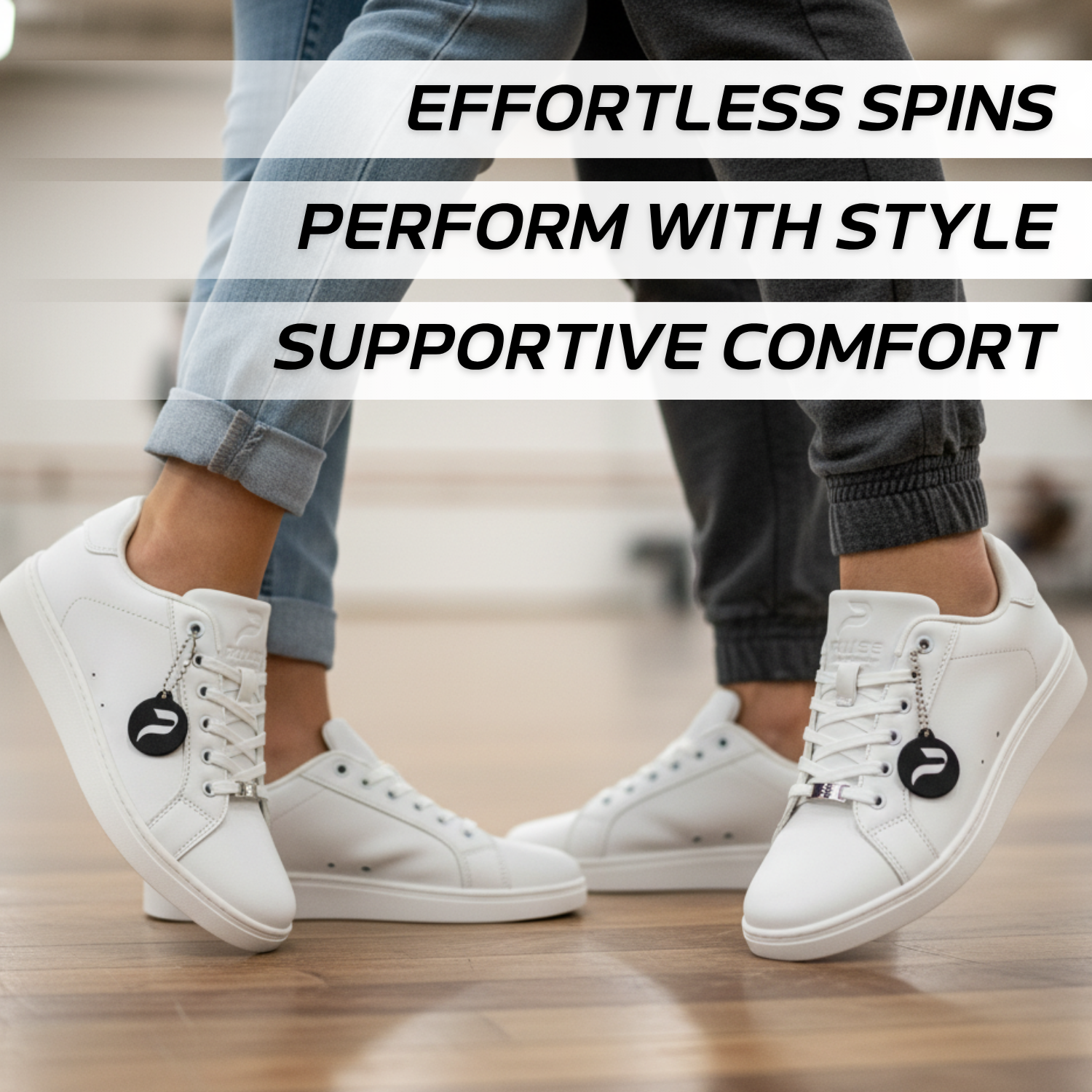 [BIANCO] Unisex Low-Top White Dance Sneakers