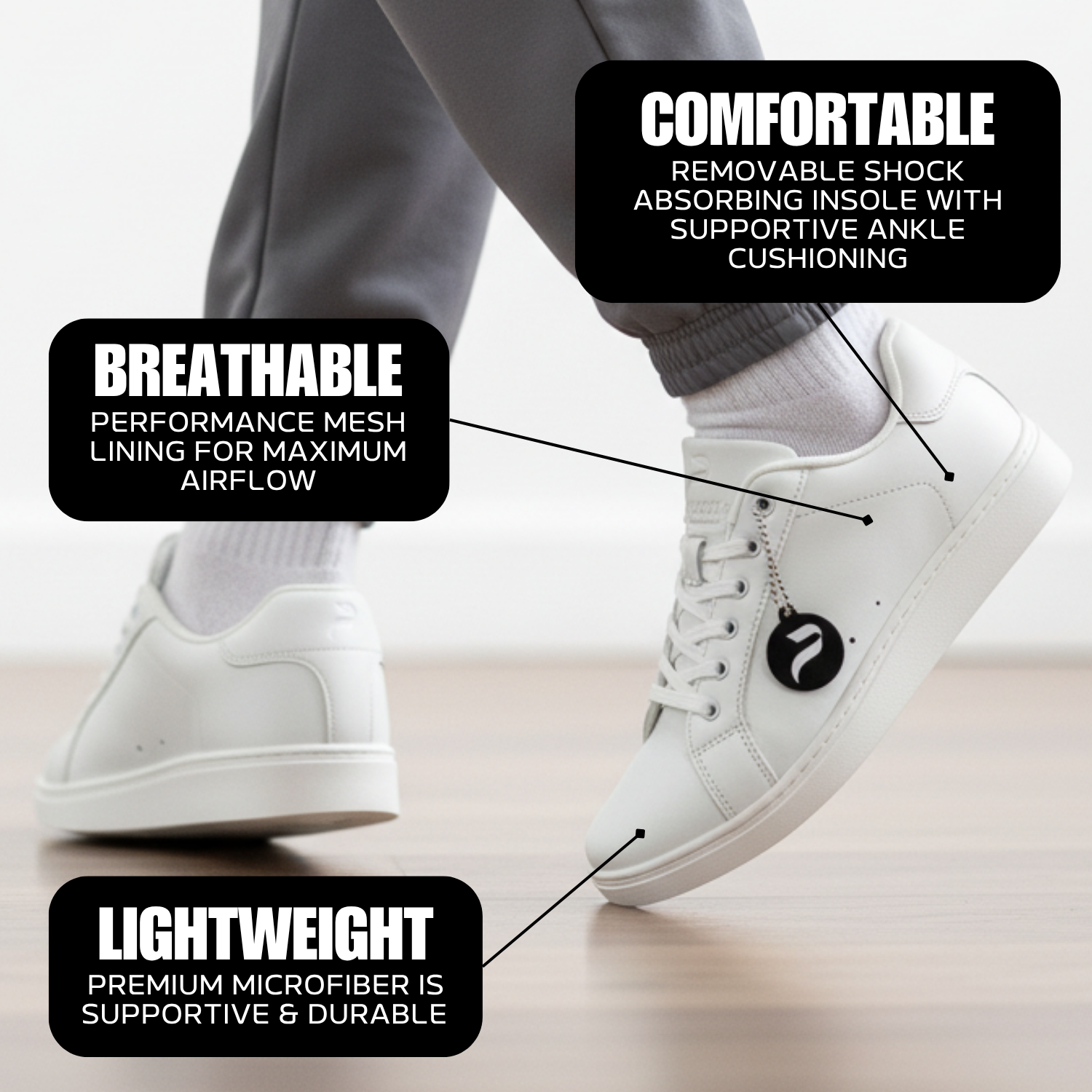 [BIANCO] Unisex Low-Top White Dance Sneakers