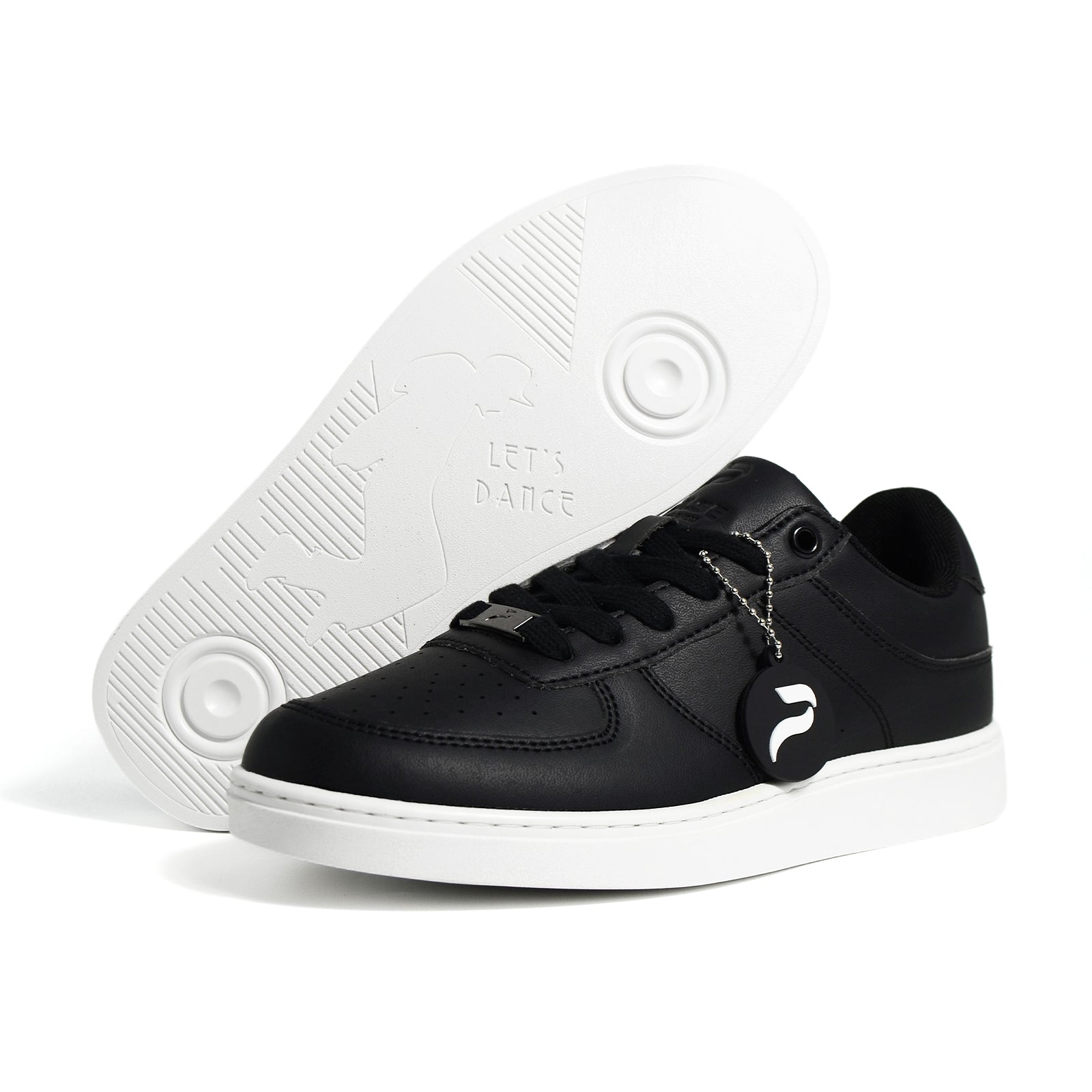 [FLOW BLACK] Unisex Low-Top Black & White Dance Sneakers