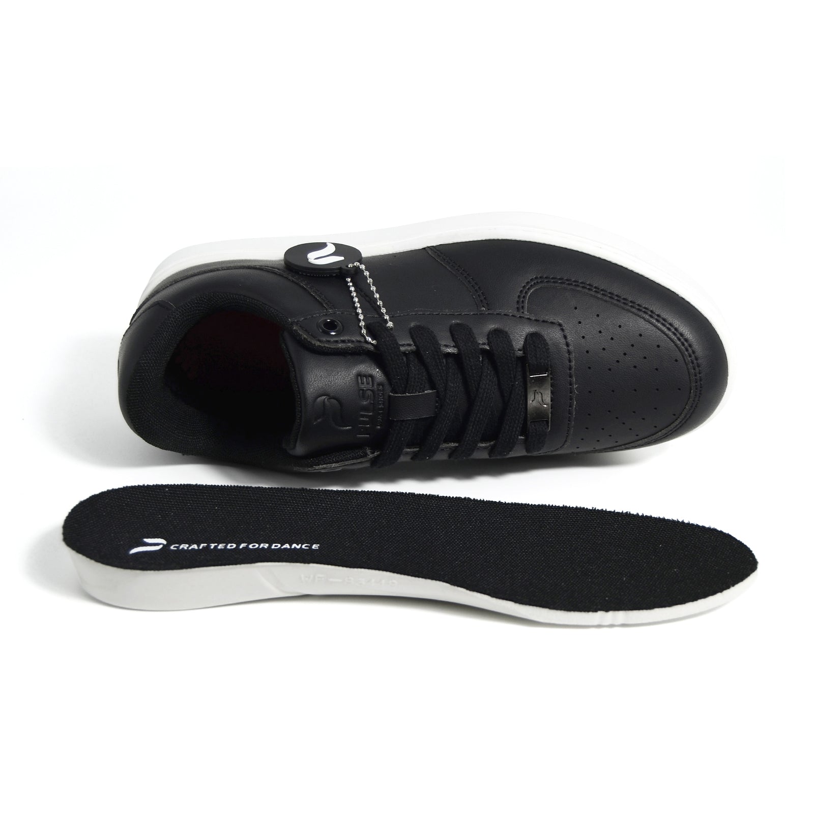 [FLOW BLACK] Unisex Low-Top Black & White Dance Sneakers