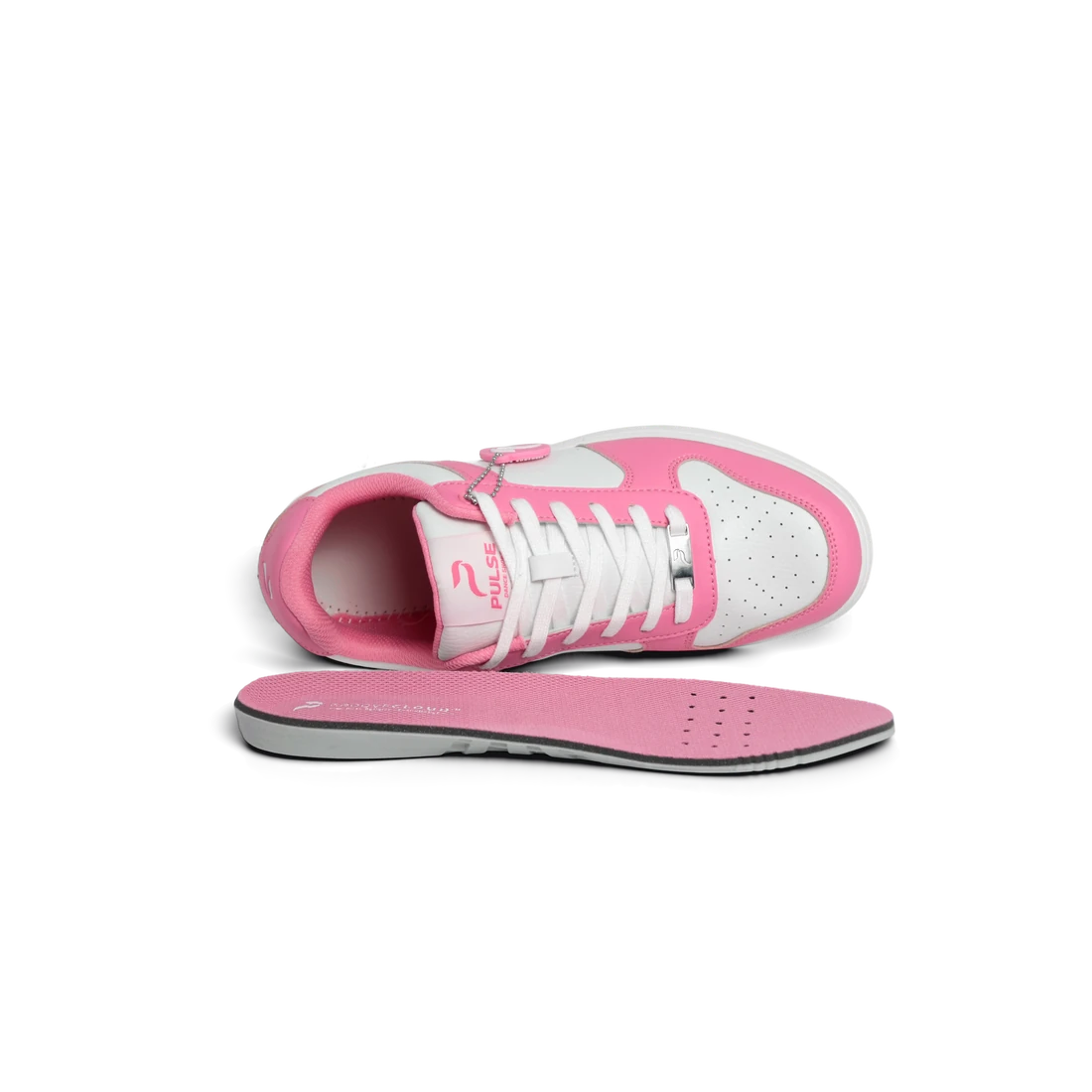 Flow 2 Rouge dance sneaker, insole removed beside the shoe